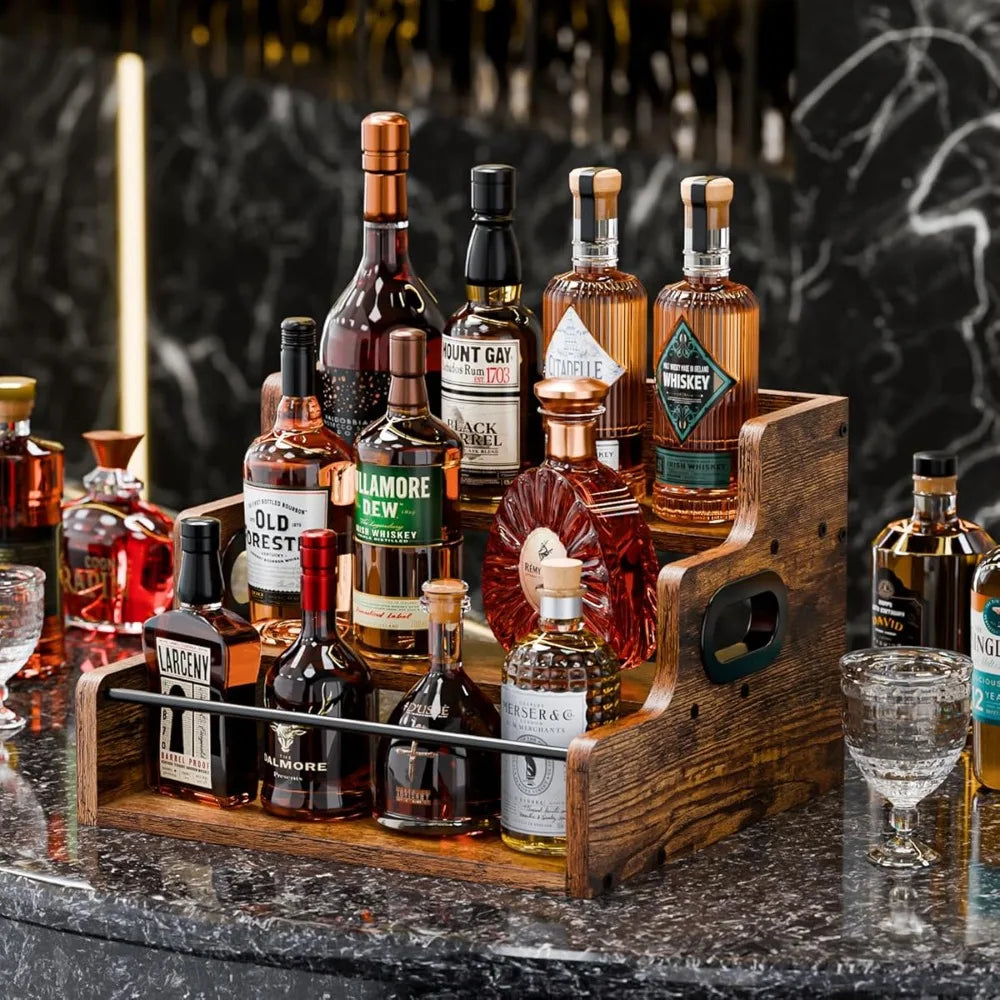 Le Petit Chai, présentoir de table en bois, présentation en situation sur un plan de travail