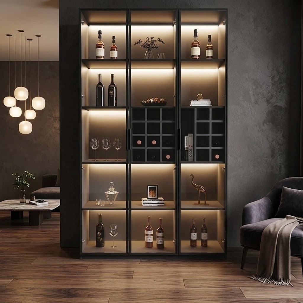 La Voûte Itinérante, buffet-bar mobile sur roulettes en bois et métal - Cave & Comptoir