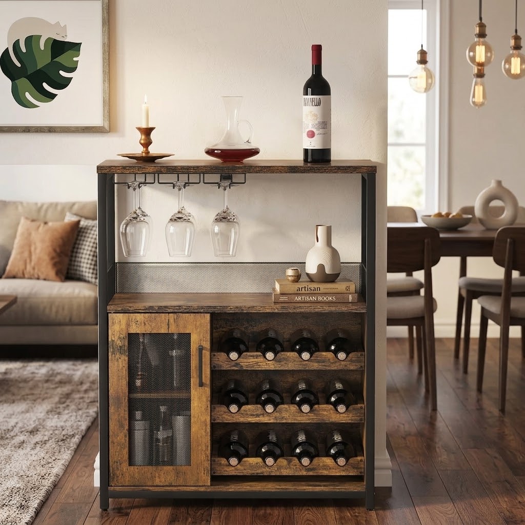 La Première Voûte, buffet bar trois niveaux, vue de détail de la porte grillagée et du casier fermé