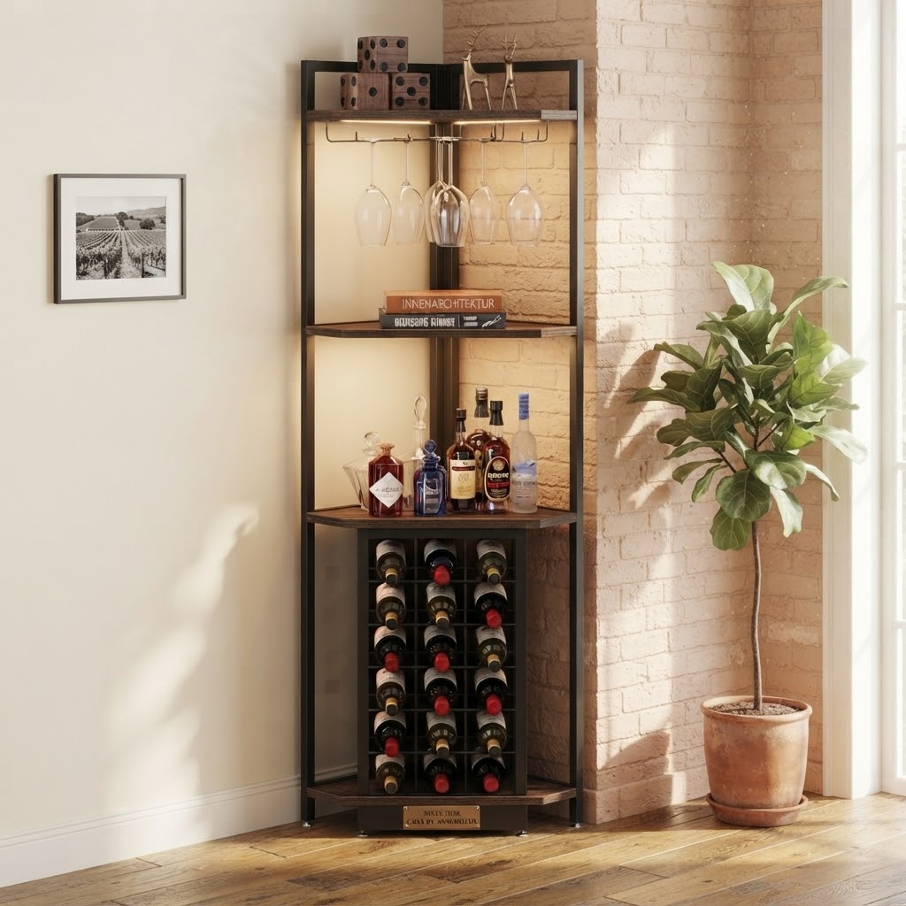 Le Recoin du Sommelier, étagère d'angle quatre niveaux pour vin - Cave & Comptoir