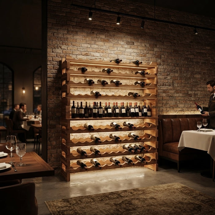 La Cave du Sommelier, étagère à vin huit niveaux en pin massif - Cave & Comptoir