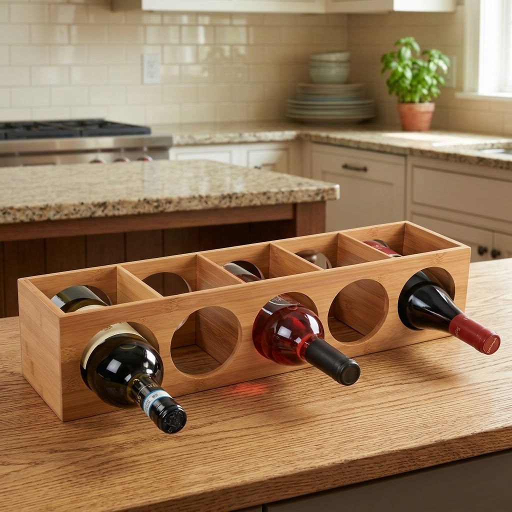 Le Mini Pilier, casier à vin cinq bouteilles en bambou, photo 5