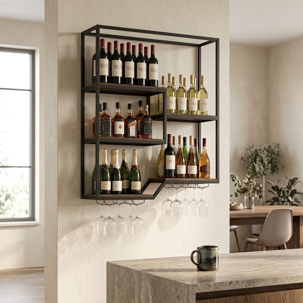 Le Bar Mural, étagère murale six niveaux pour bouteilles et verres, photo 3