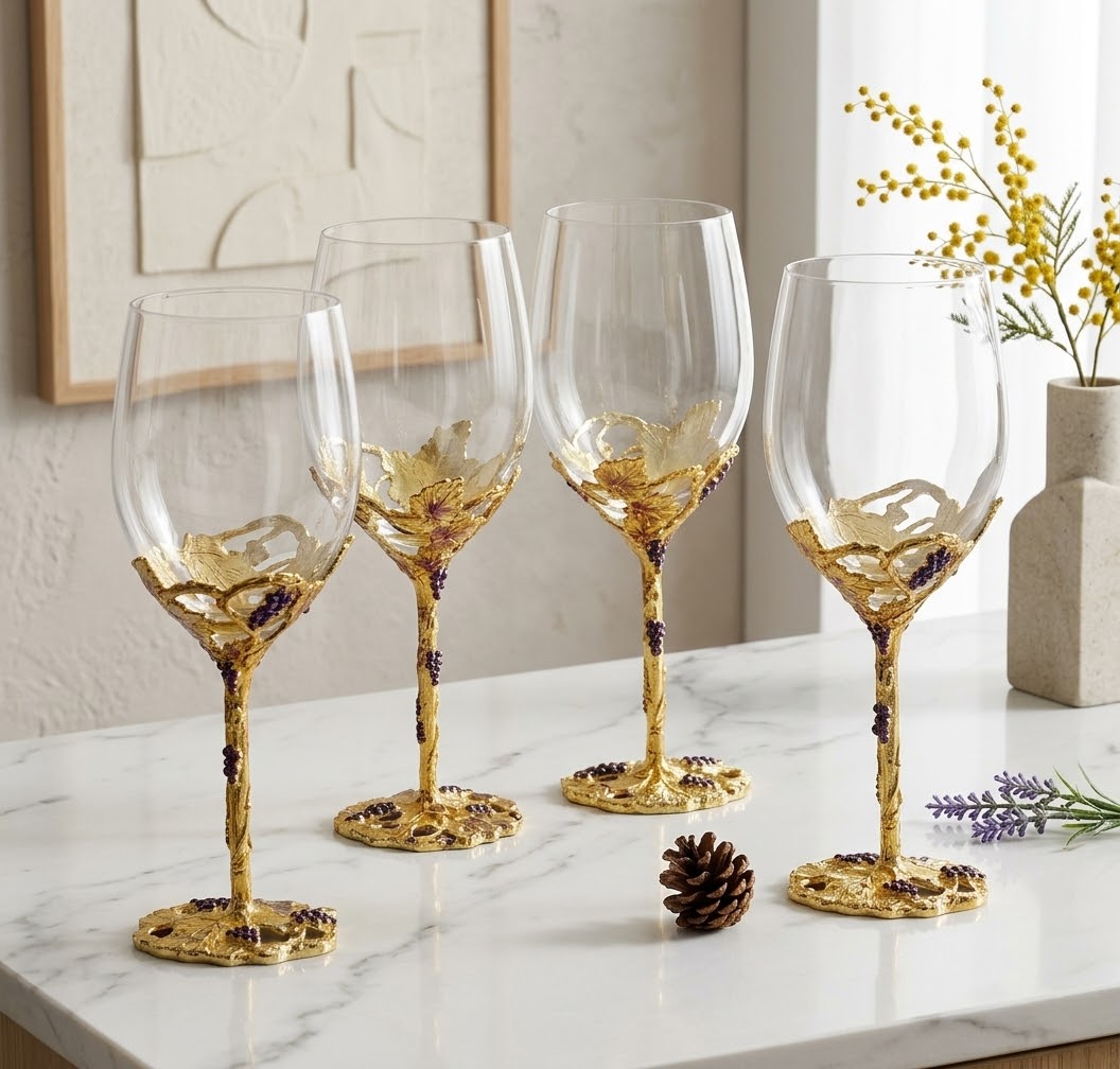 Le Verre Émaillé, verre à vin au pied doré, photo 2