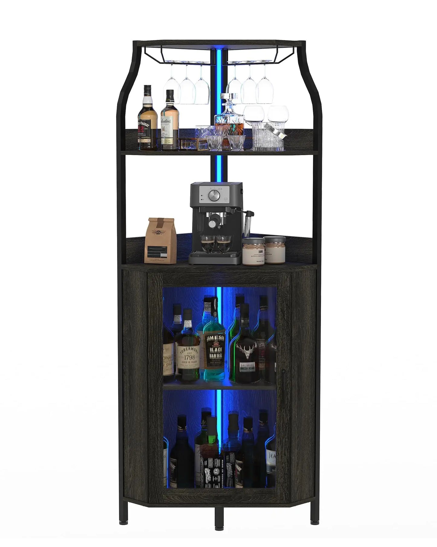 Le Sanctuaire d'Angle, meuble bar d'angle cinq niveaux, vue générale