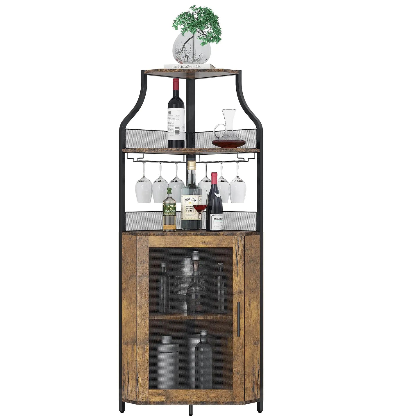 L'Atelier d'Angle, meuble bar d'angle industriel, présentation en situation