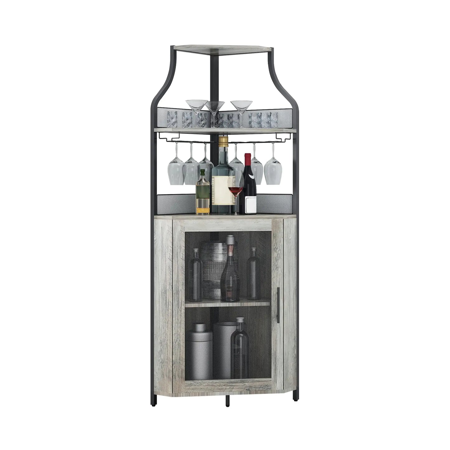 L'Atelier d'Angle, meuble bar d'angle, vue de profil