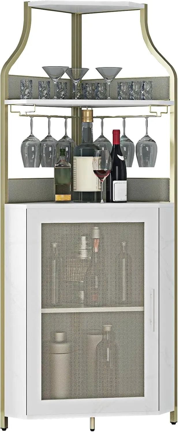 L'Atelier d'Angle, meuble bar d'angle, détail des niveaux ouverts